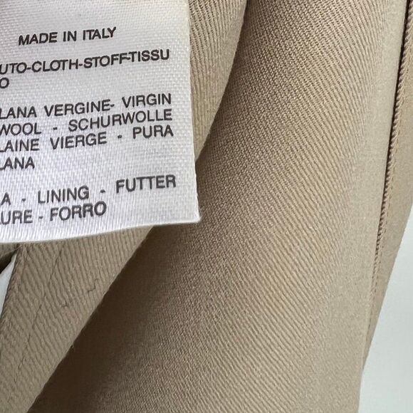 Max Mara Vtg Lightweight Virgin Wool Twill Mid-Length Button Up Tan Coat Sz 6 - Picture 12 of 15